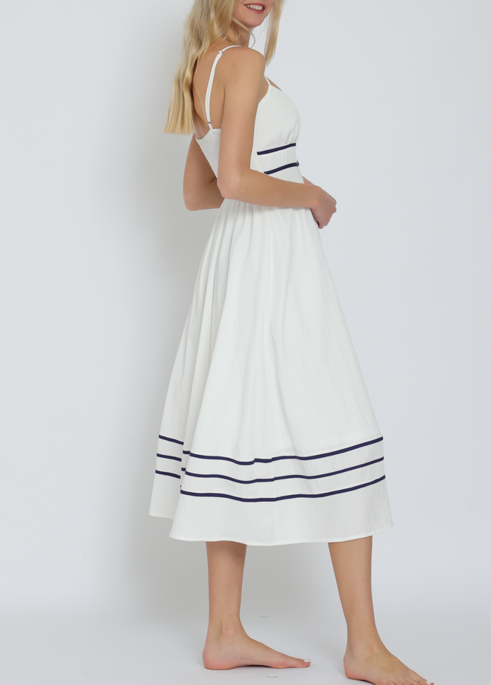 Thin Adjustable Strap Contrast Midi Dress