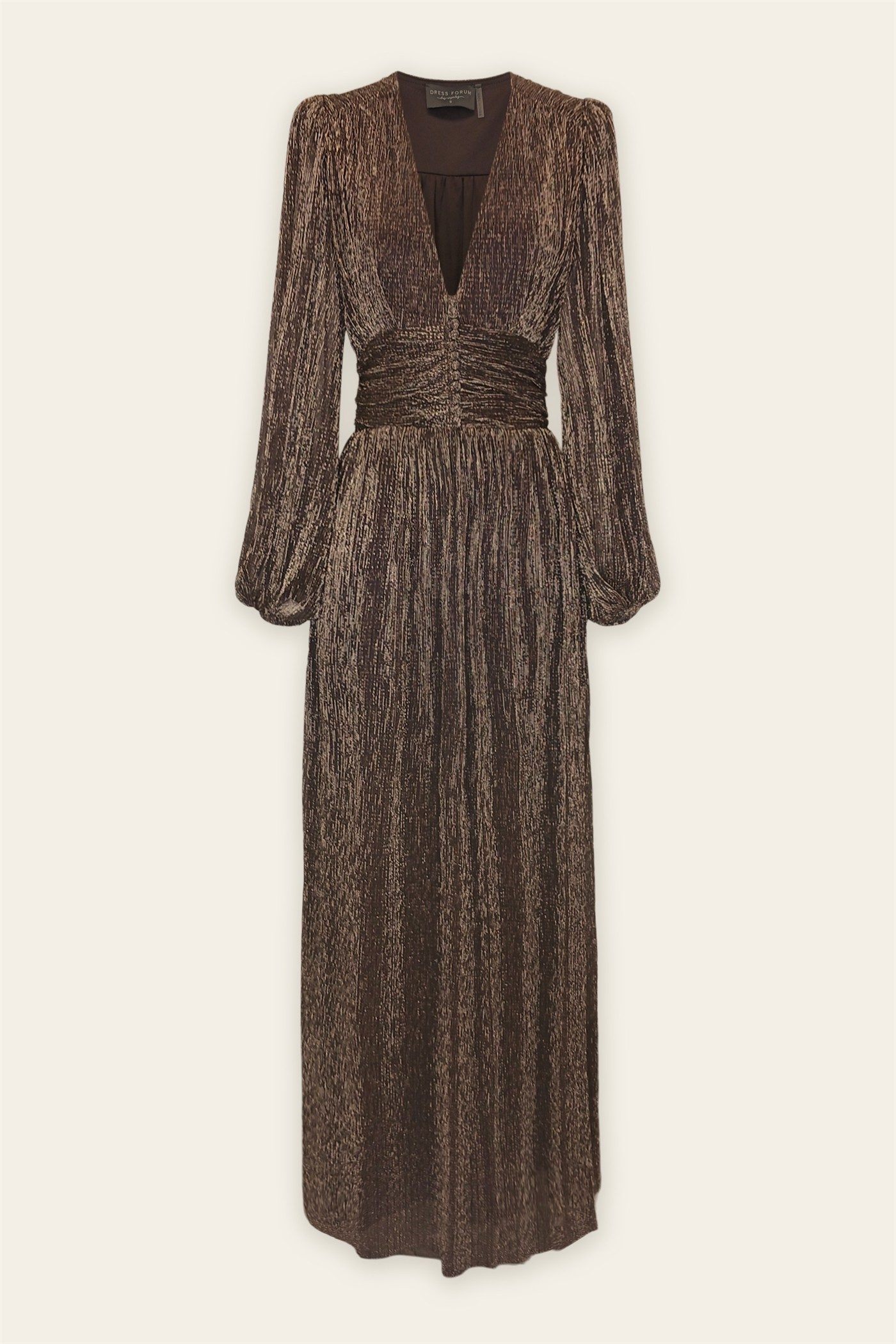 Shimmer Brown Midi Dress Small / Brown