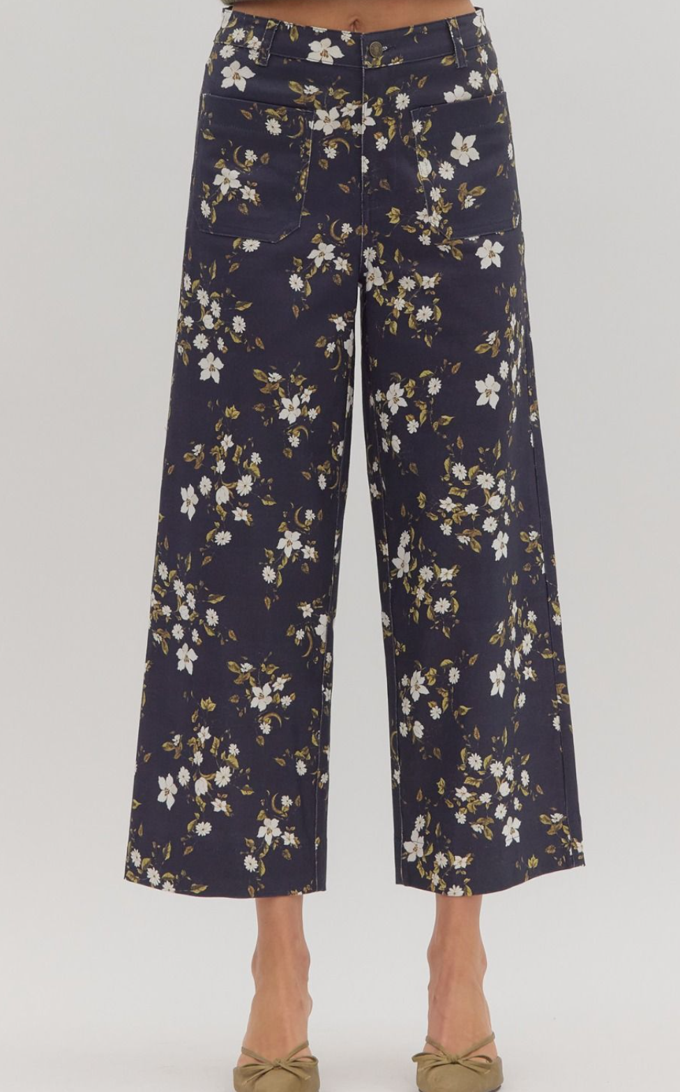 Floral Print High-Waist Wide Leg Pants – Azure & Lavender
