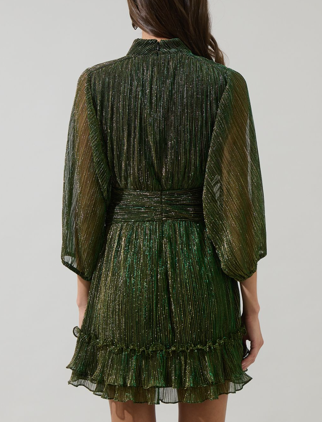 Shiny Ruffle Mini Dress