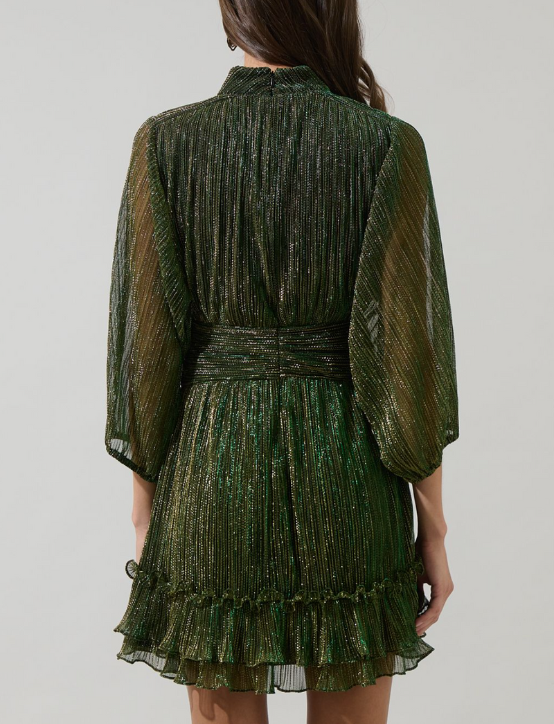 Shiny Ruffle Mini Dress