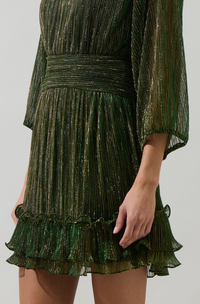 Shiny Ruffle Mini Dress