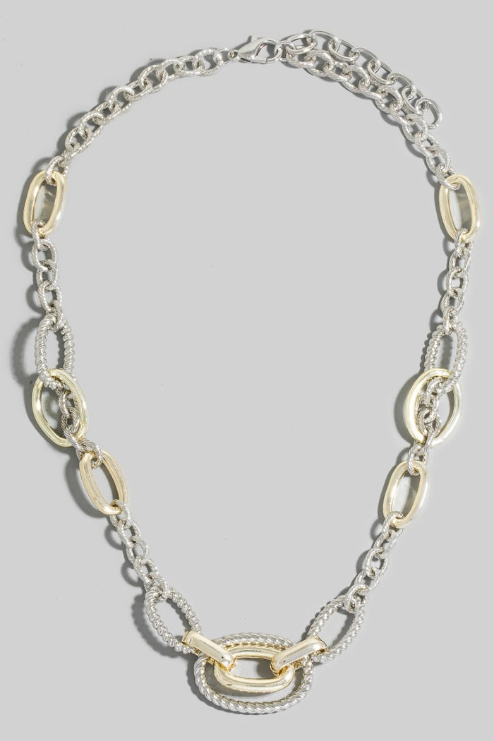 Gold Dipped Mixed Two-Tone Oval Chain Necklace