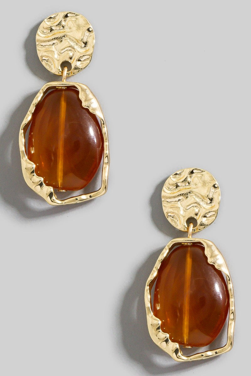 Marble Resin Oval Dangle Earrings