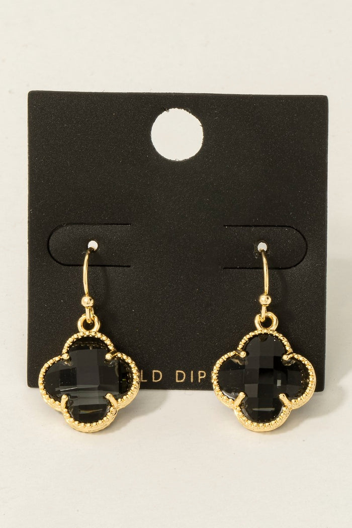 Gold Dipped Faceted Clover Dangle Earrings