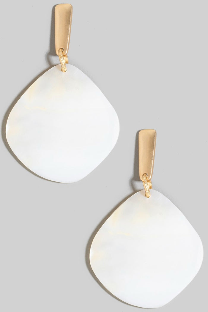 Tear Shell And Metallic Bar Dangle Earrings