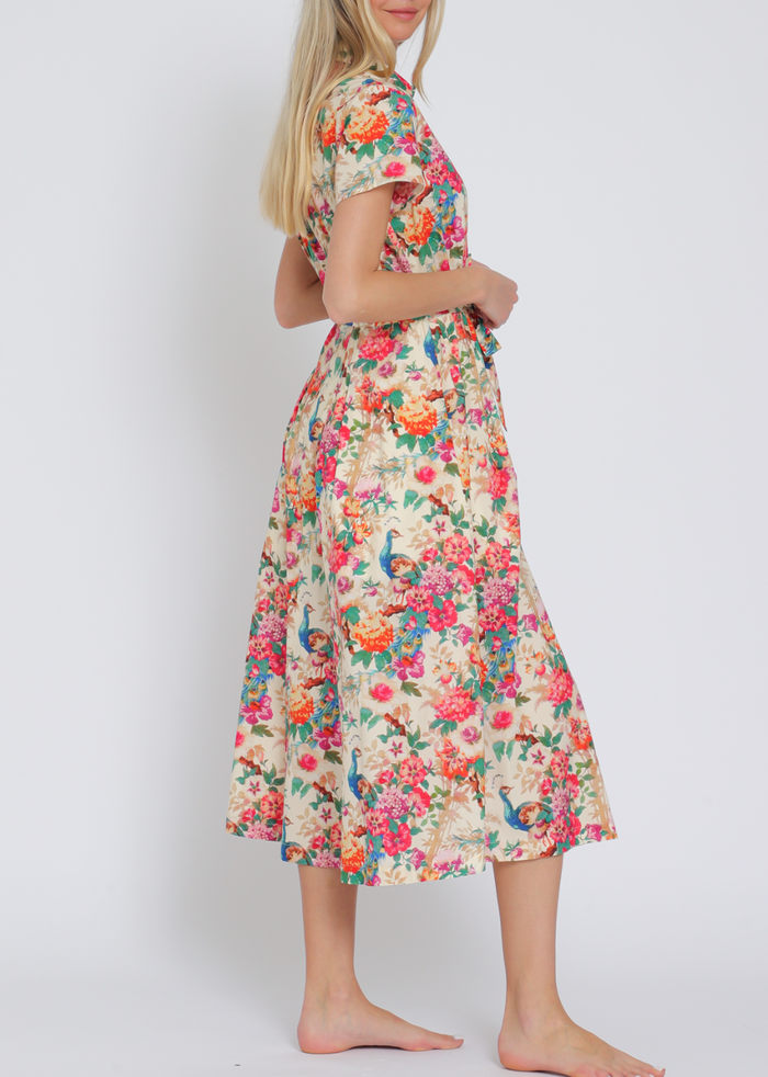 Short Sleeve Button Down Belted Midi Dress