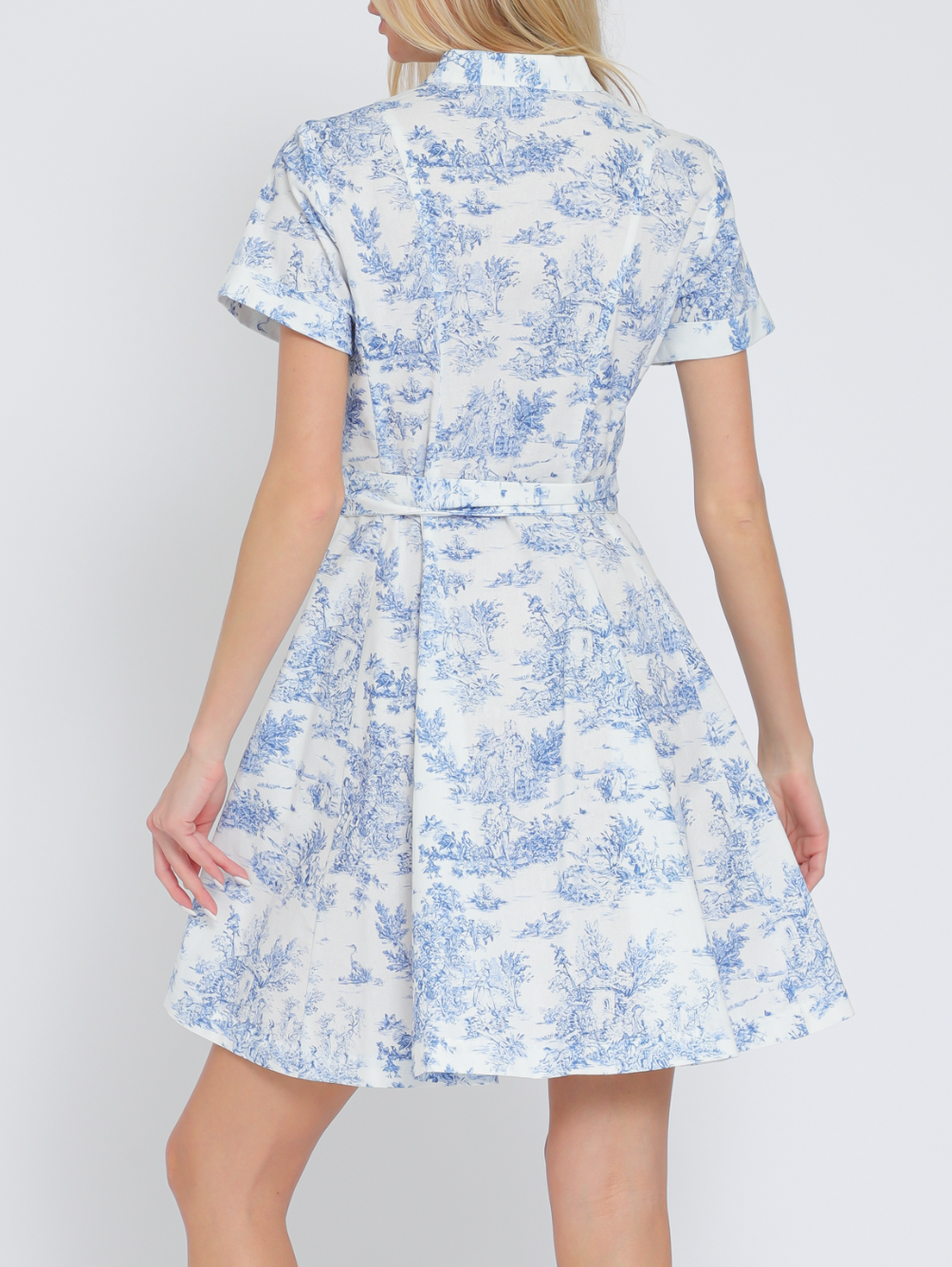 short buttoned dress Short Sleeve Button Down Shirt Mini Dress - SMALL / NATURAL