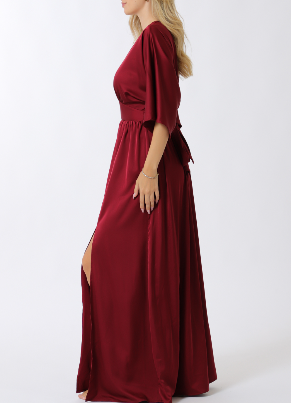 Kimono Sleeve Elastic Back Waisted Maxi Dress