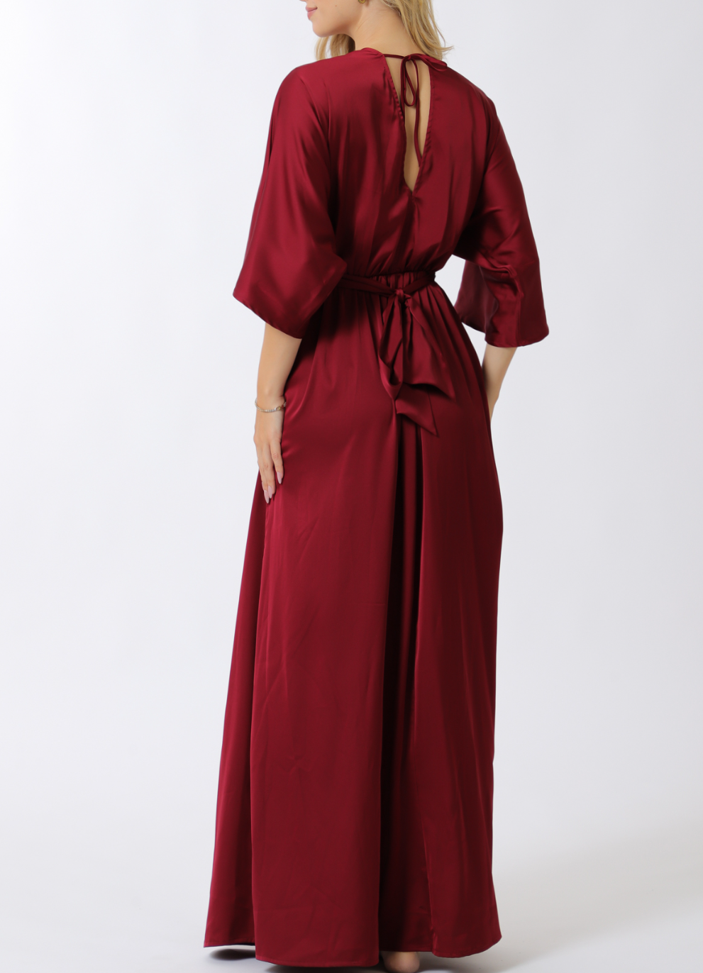 Kimono Sleeve Elastic Back Waisted Maxi Dress
