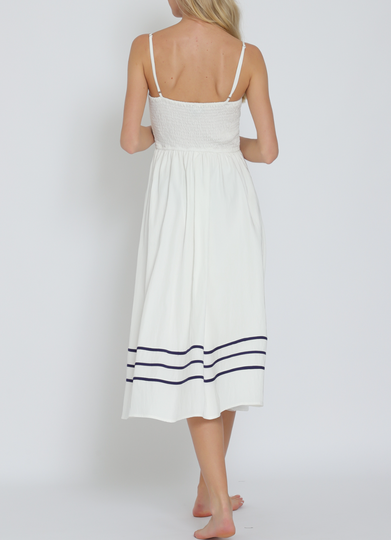 Thin Adjustable Strap Contrast Midi Dress
