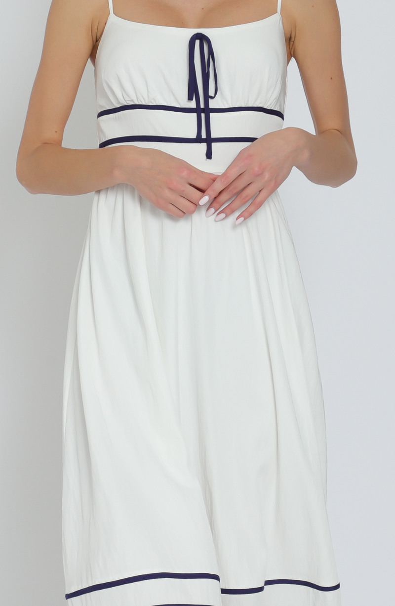 Thin Adjustable Strap Contrast Midi Dress