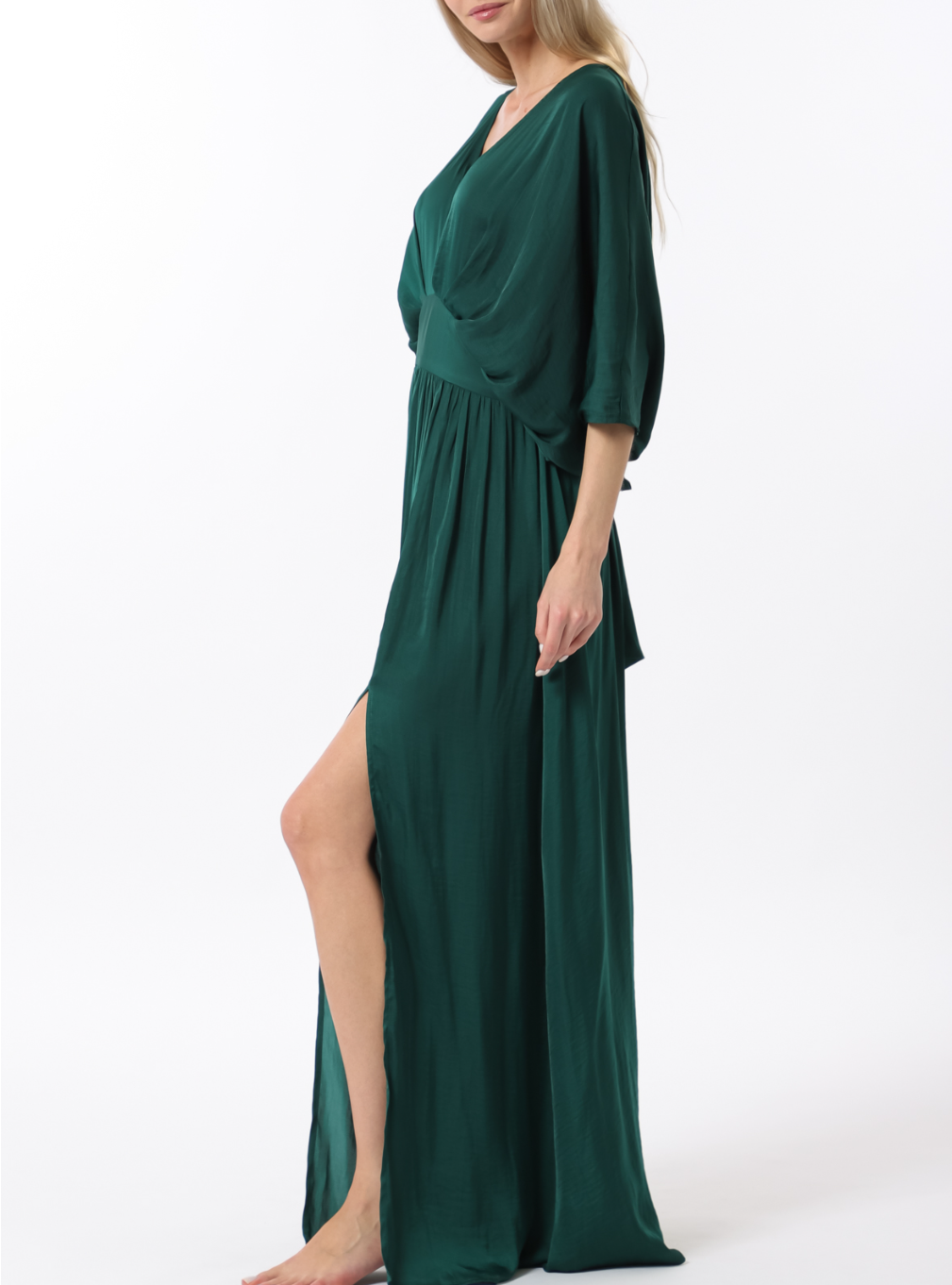 Kimono Sleeve Elastic Back Waisted Maxi Dress