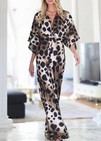 Kimono Sleeve Tie Back Waisted Midi Dress