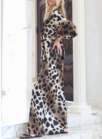 Kimono Sleeve Tie Back Waisted Midi Dress