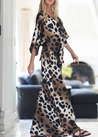 Kimono Sleeve Tie Back Waisted Midi Dress