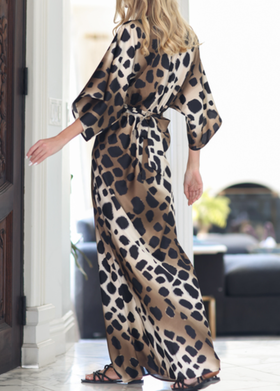 Kimono Sleeve Tie Back Waisted Midi Dress Medium / Taupe Kimono Sleeve Tie Back Waisted Midi Dress Medium / Taupe