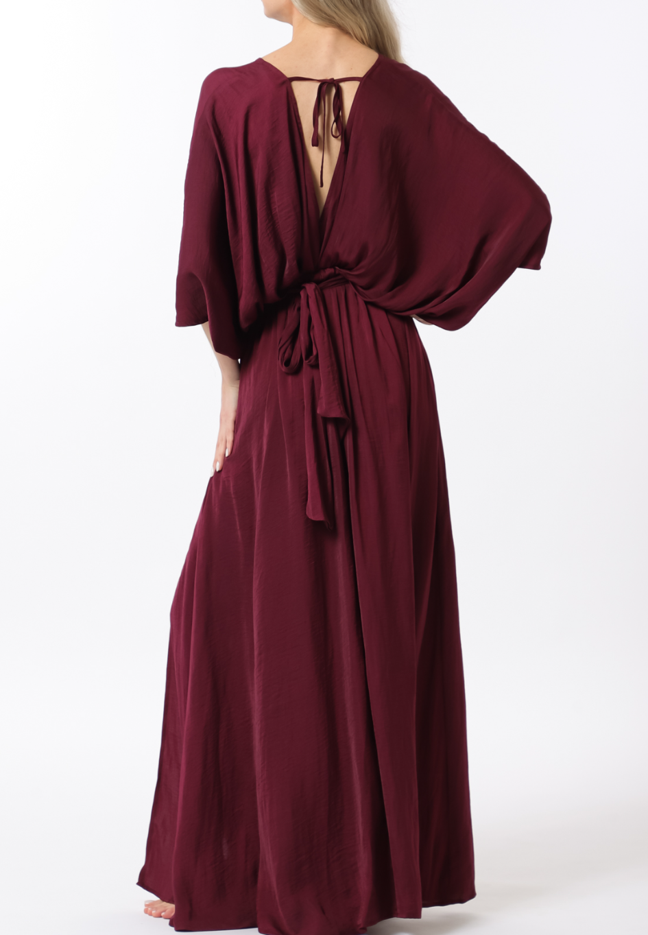 Kimono Sleeve Elastic Back Waisted Maxi Dress