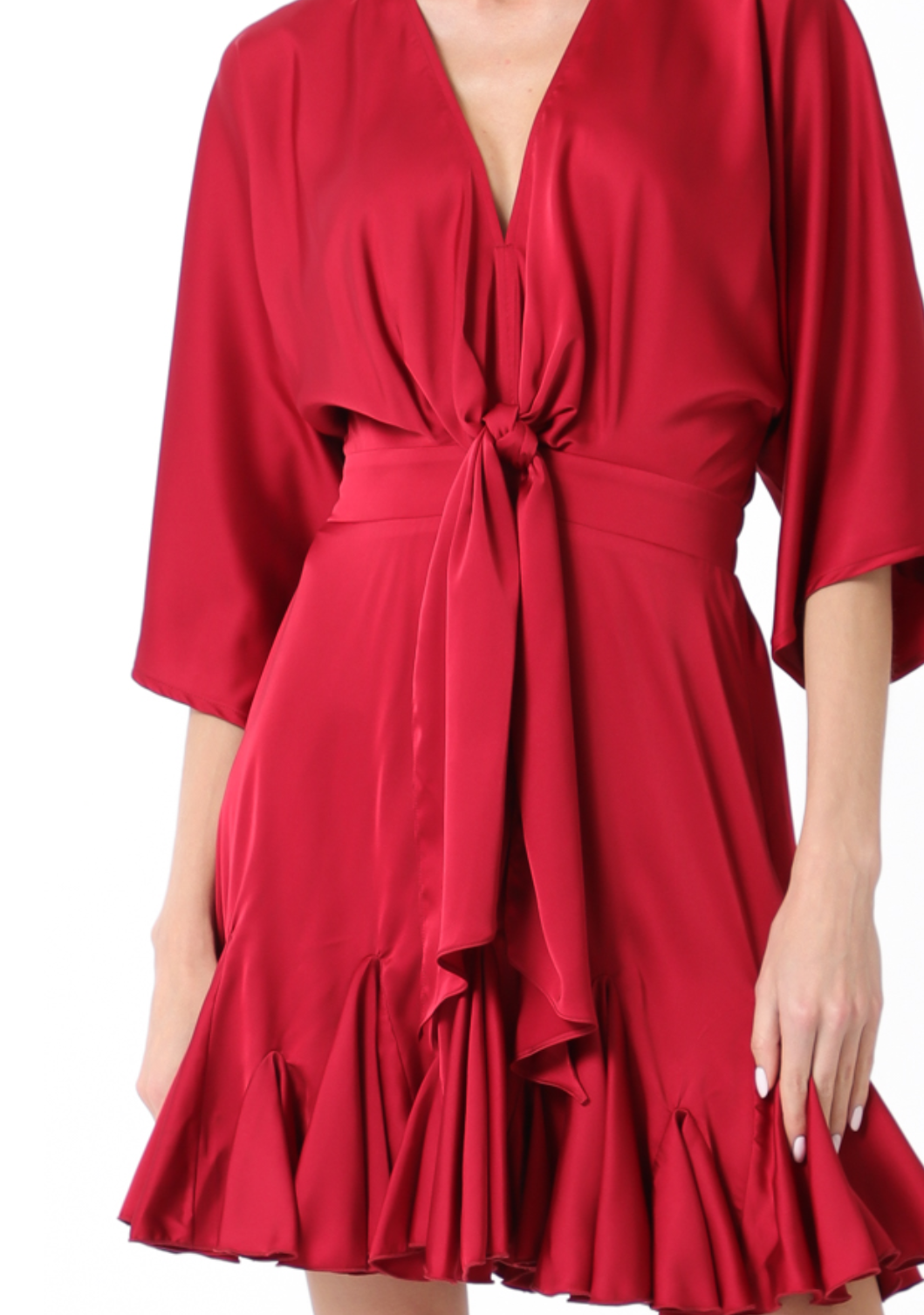 Kimono Sleeve Elastic Back Waisted Mini Dress