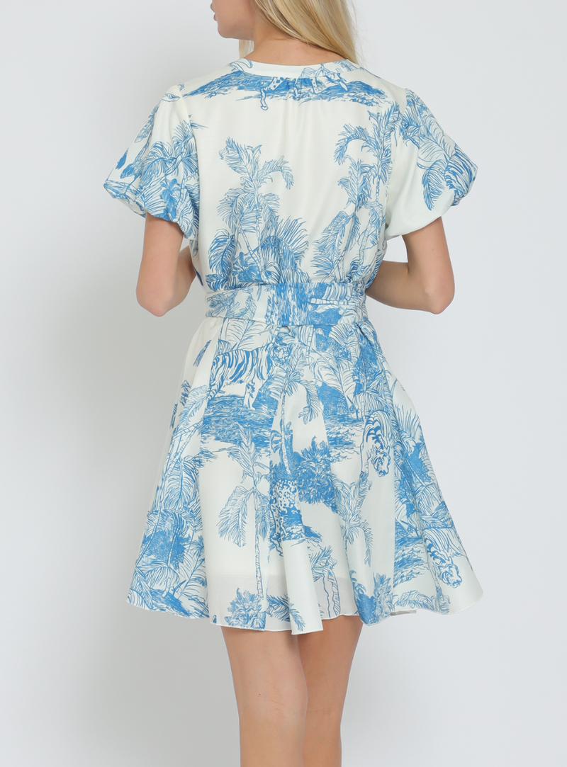 Bubble Short Sleeve Button Down Belted Mini Dress
