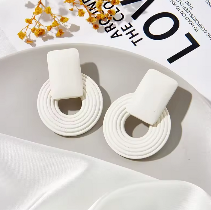 Boho Vintage Geometric Handmade Wooden Rattan Braid Earrings