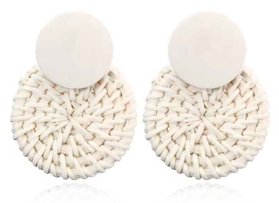 Handmade Bamboo Braid Pendent Drop Earrings