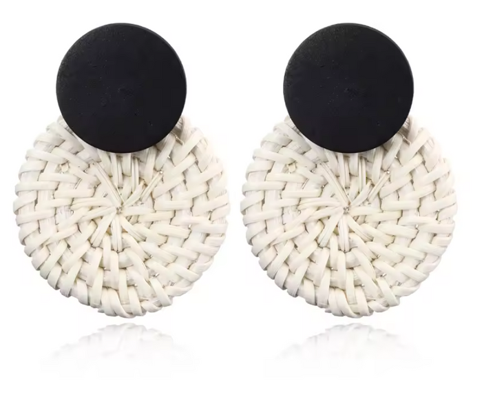 Handmade Bamboo Braid Pendent Drop Earrings