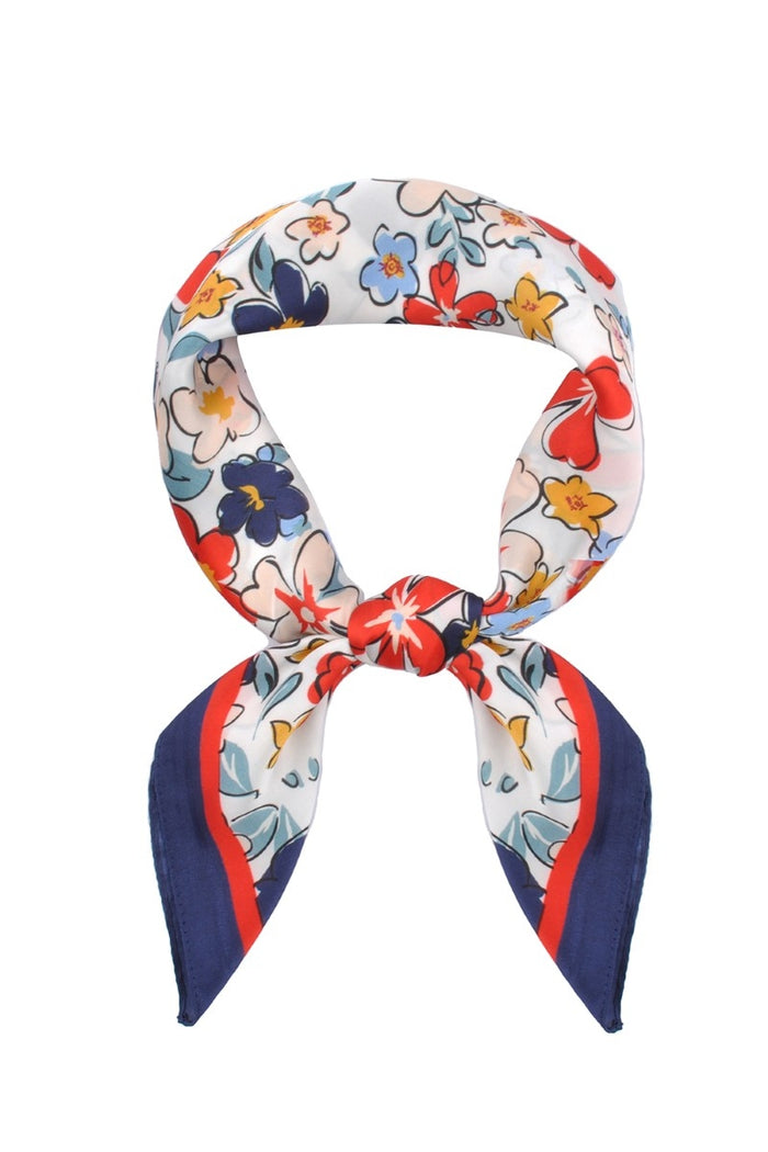 Multi Flower Print Bandana Scarf