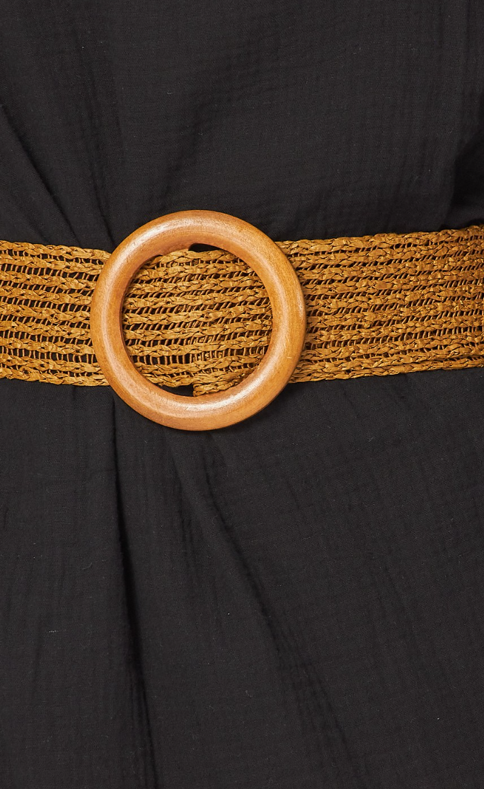 Woven Solid Long Sleeve Maxi Dress with Belt