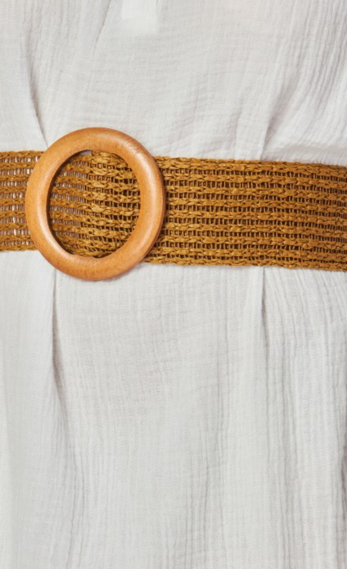 Woven Solid Long Sleeve Maxi Dress with Belt
