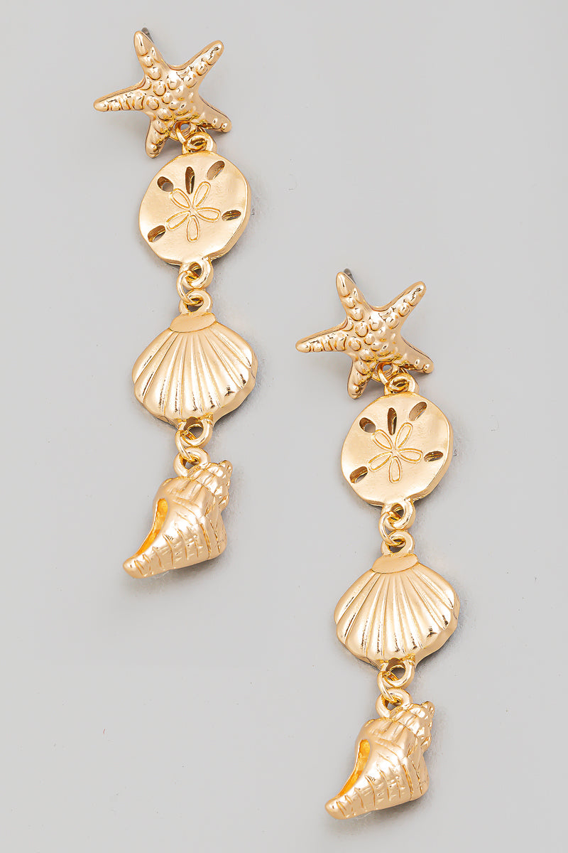 Ocean Life Charms Chain Dangle Earrings