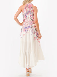 Border Print Ruffle Detail Dress