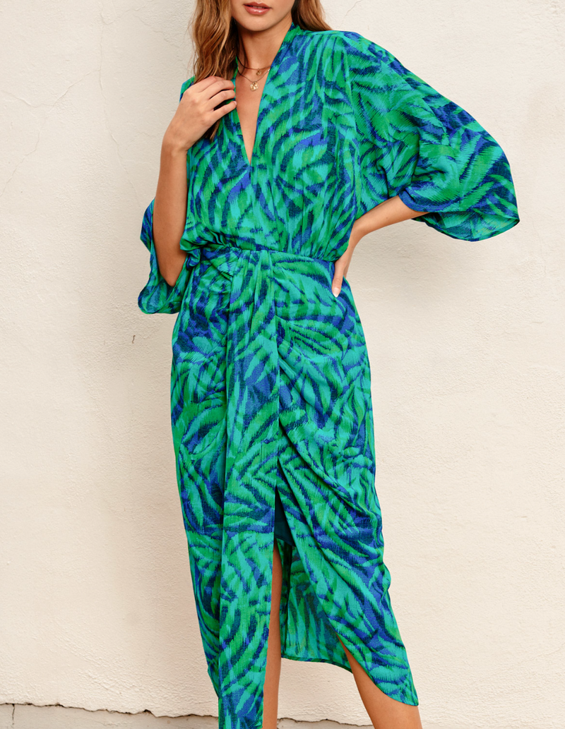 Tropic Thunder V-Neck Ruched Dress