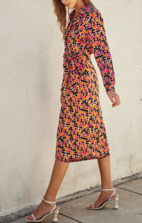 Geometric Print Shirt Dress in a Wrap Design