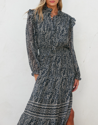 Playbook Ruffled Shoulder Maxi Dress