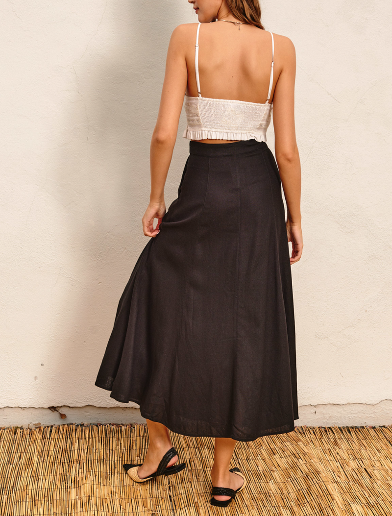 Flared Maxi Linen Skirt