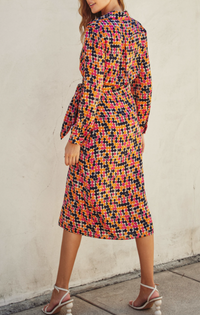 Geometric Print Shirt Dress in a Wrap Design