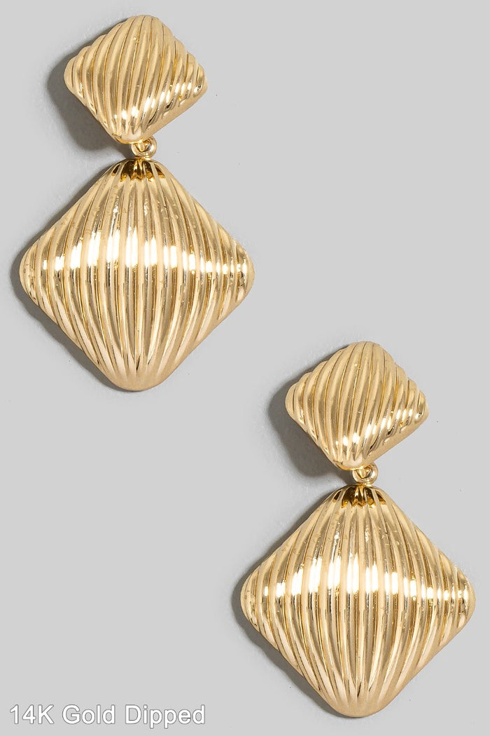Gold Dipped Double Square Dangle Earrings