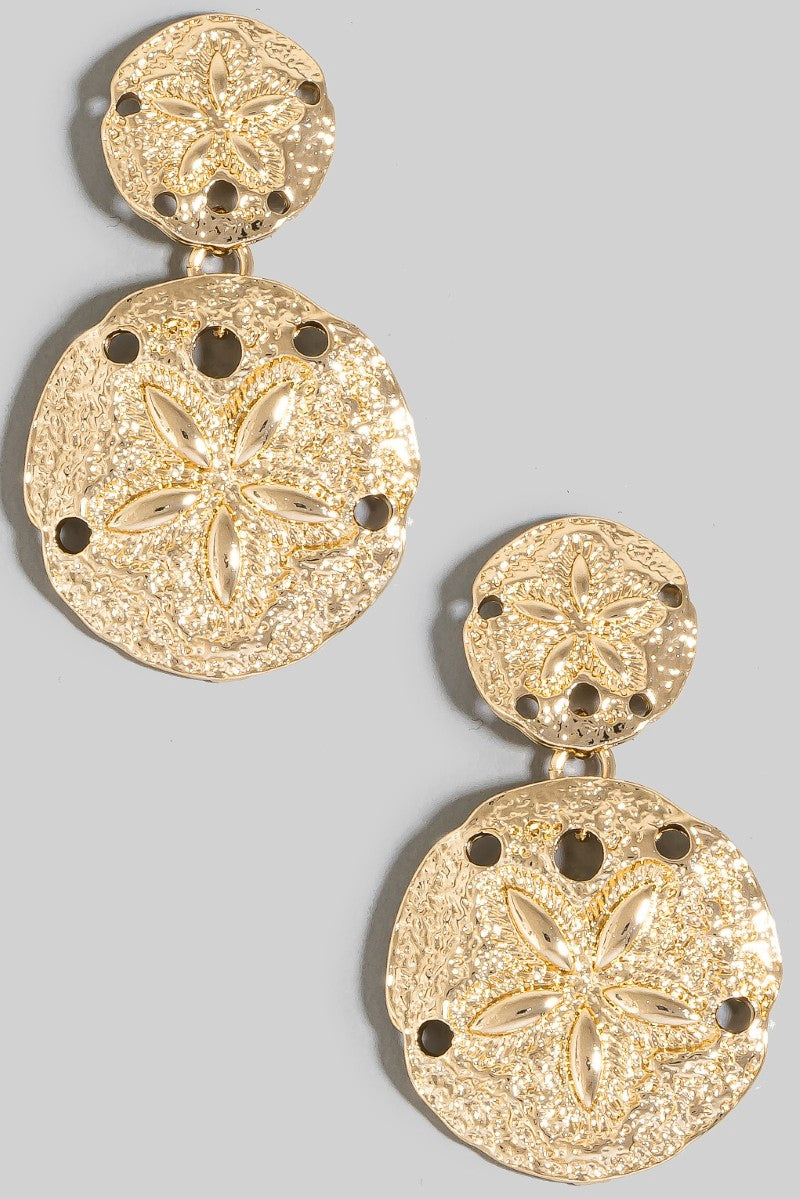 Metallic Sand Dollars Dangle Earrings
