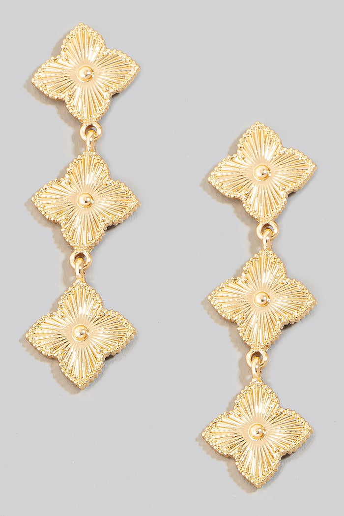 Triple Intricate Clover Dangle Earrings