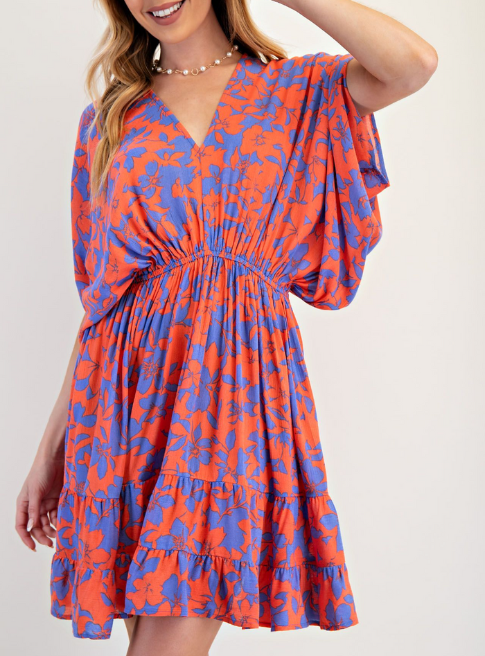 Floral Print Rayon Gauze Dress