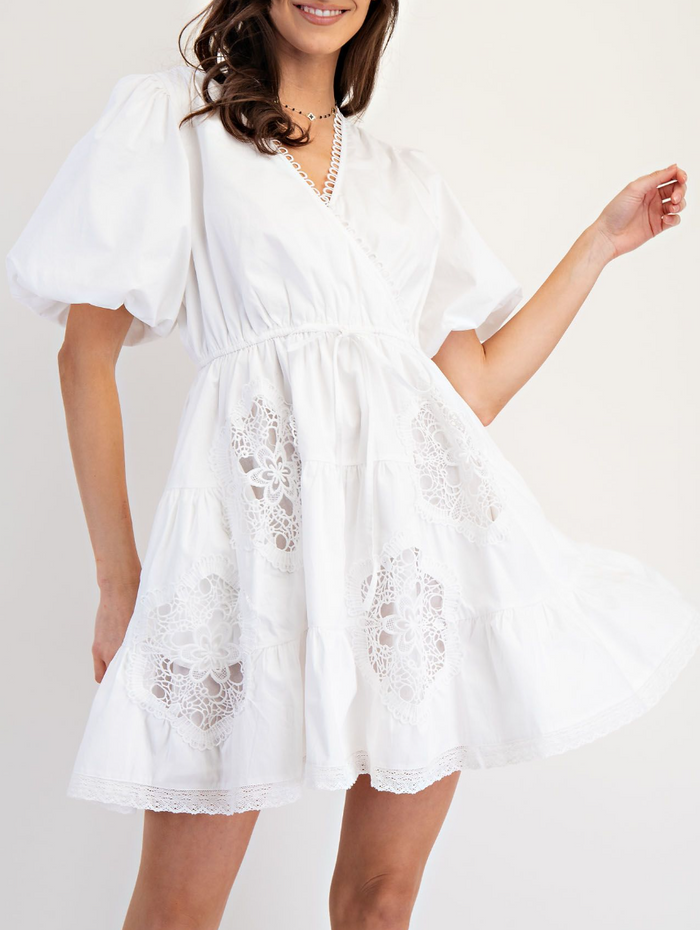 Cotton Poplin Lace Mix Woven Dress