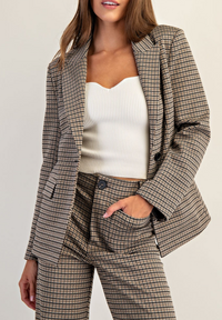 Classic Houndstooth pattern Blazer Jacket-Set