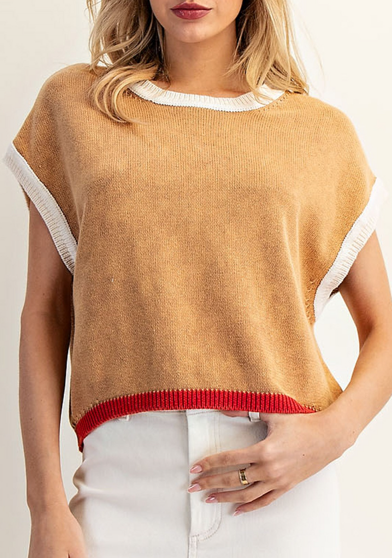 Mineral Washed Sleeveless Sweater Top