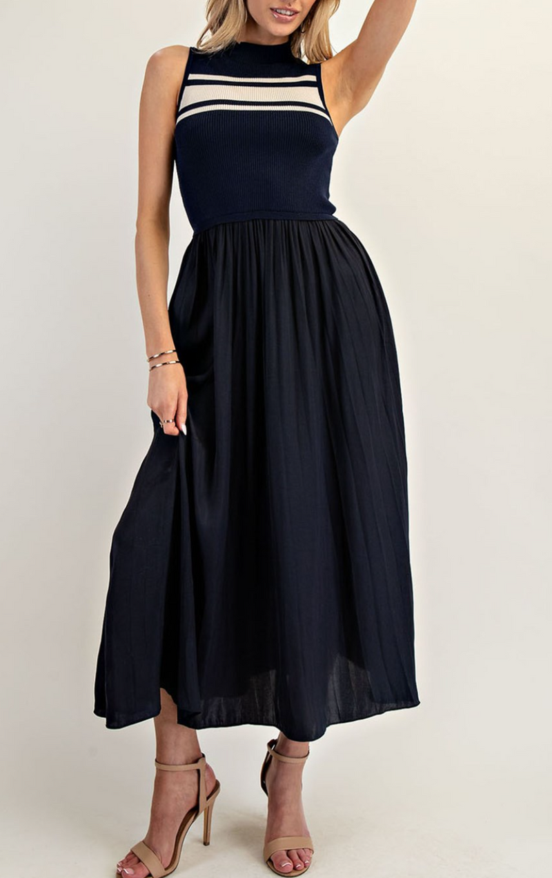 Striped Sleeveless Midi Dress