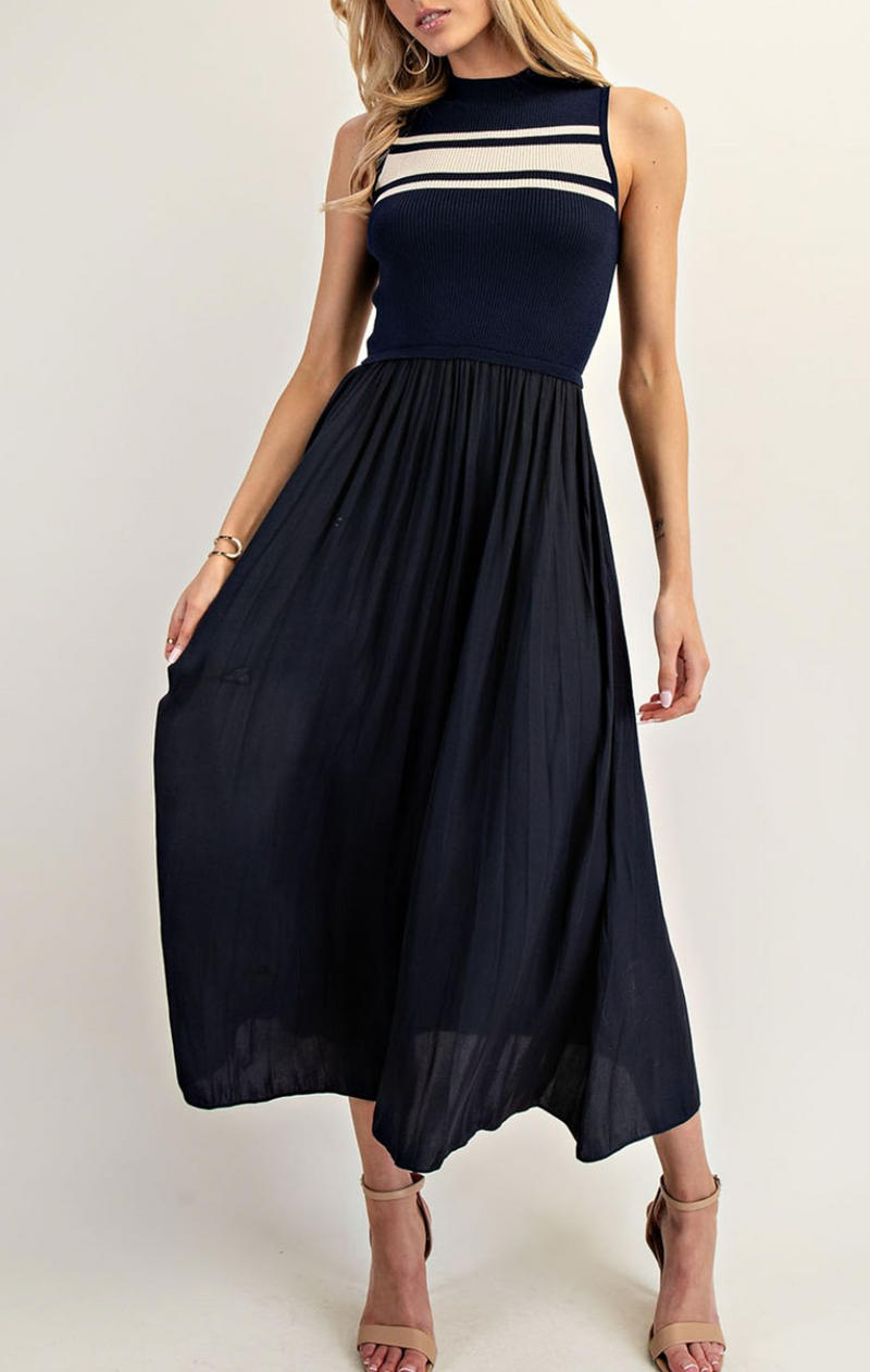 Striped Sleeveless Midi Dress