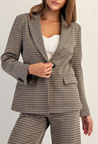 Classic Houndstooth pattern Blazer Jacket-Set