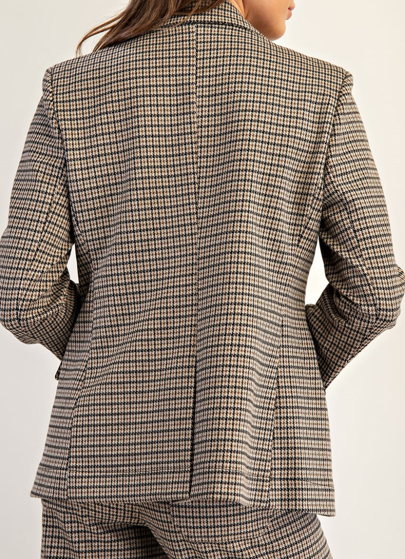 Classic Houndstooth pattern Blazer Jacket-Set