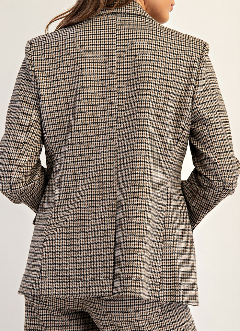 Classic Houndstooth pattern Blazer Jacket-Set