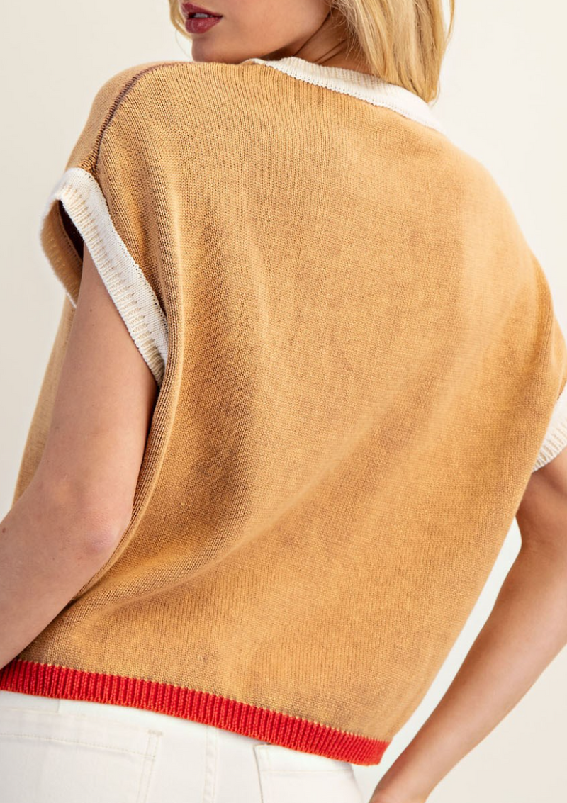 Mineral Washed Sleeveless Sweater Top